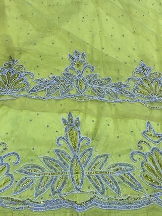 High Quality Silk Heavy Beaded George Wrappers Fabric Hand Beaded With French Net Lace Blouse Bust Size: Free Size Yard