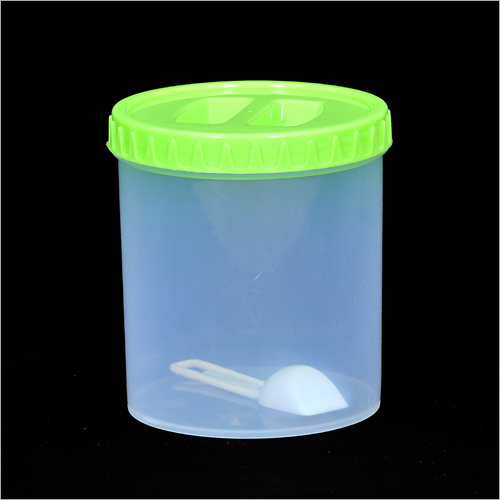 Transparent Plastic Spice Container - HDPE & PVC Material, Round Shape, Transparent Finish | Durable, Lightweight, Airtight with Green Screw Cap