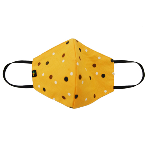 Cotton Dotted Mask - Cotton Material, Unisex Design, White-yellow Color | Breathable, Lightweight, Reusable Face Cover