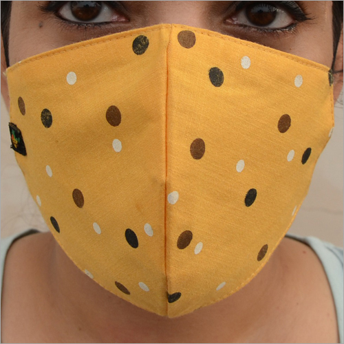 Cotton Dotted Mask - Cotton Material, Unisex Design, White-yellow Color | Breathable, Lightweight, Reusable Face Cover