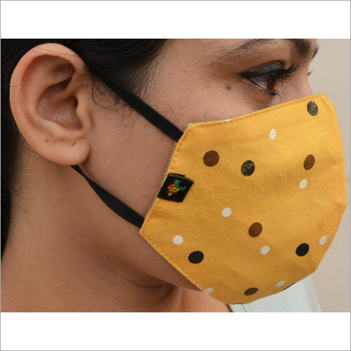 Cotton Dotted Mask - Cotton Material, Unisex Design, White-yellow Color | Breathable, Lightweight, Reusable Face Cover