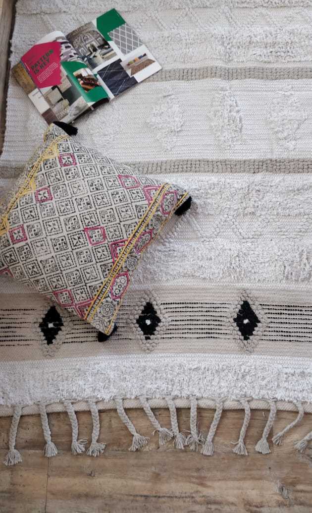 Cream Beautiful Cotton Pile Rug