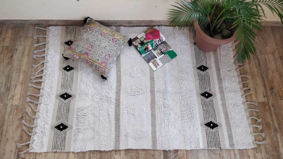 Cream Beautiful Cotton Pile Rug