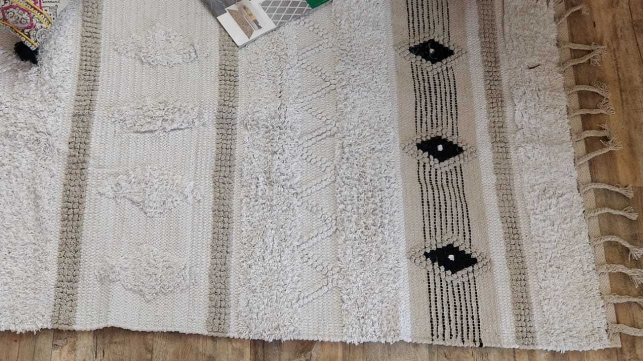 Cream Beautiful Cotton Pile Rug