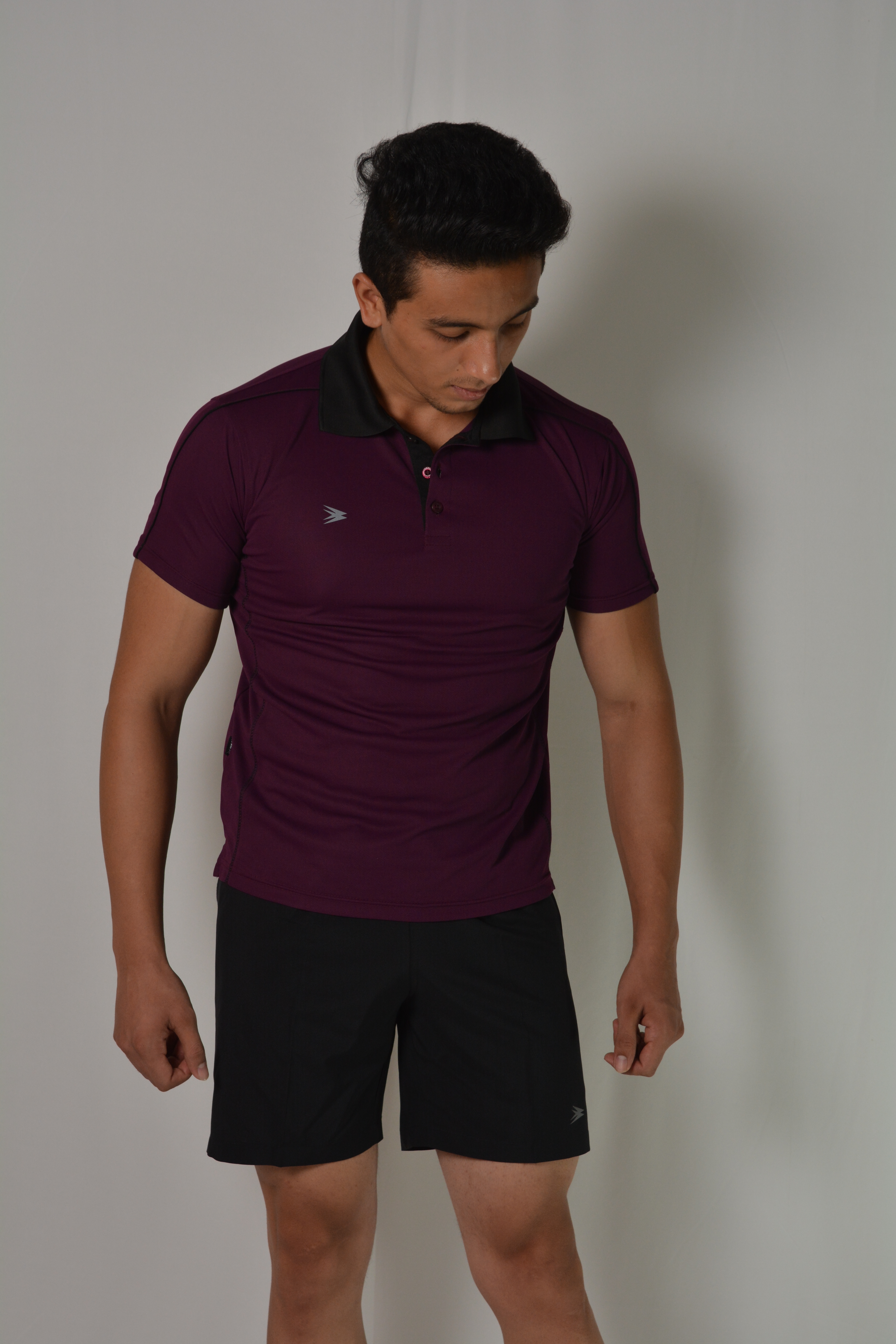 Sports Jersey - Polyester Blend, Varied Sizes Available, Purple And Black Color, Moisture Wicking, Breathable Lightweight Design, Short Sleeve Collar T-shirt
