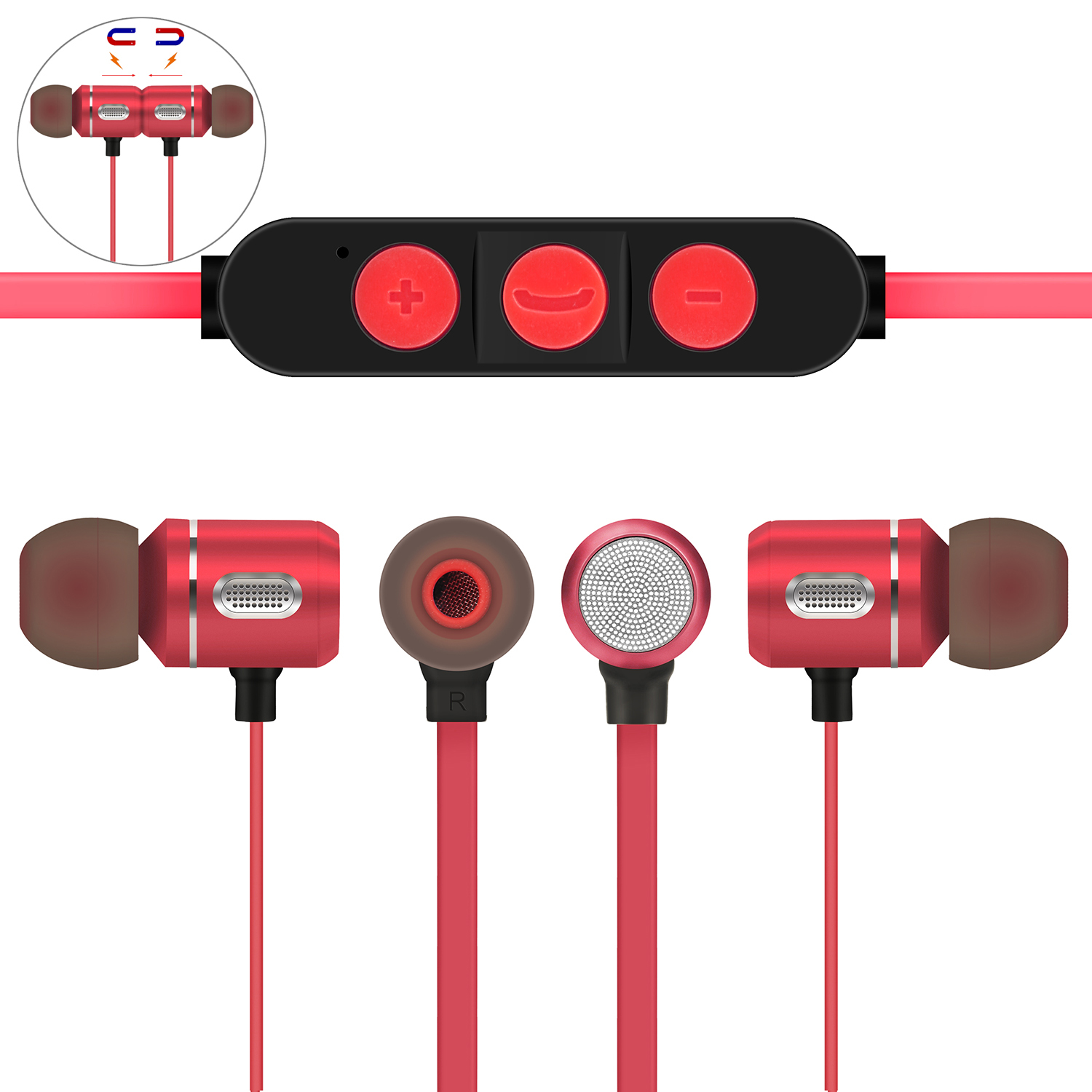 Ax-09 Magnetic Suction Headset - 25x10x10mm, Black Red Blue | Vc 6.0 Noise Reduction, Comfortable Listening Experience, One Year Warranty