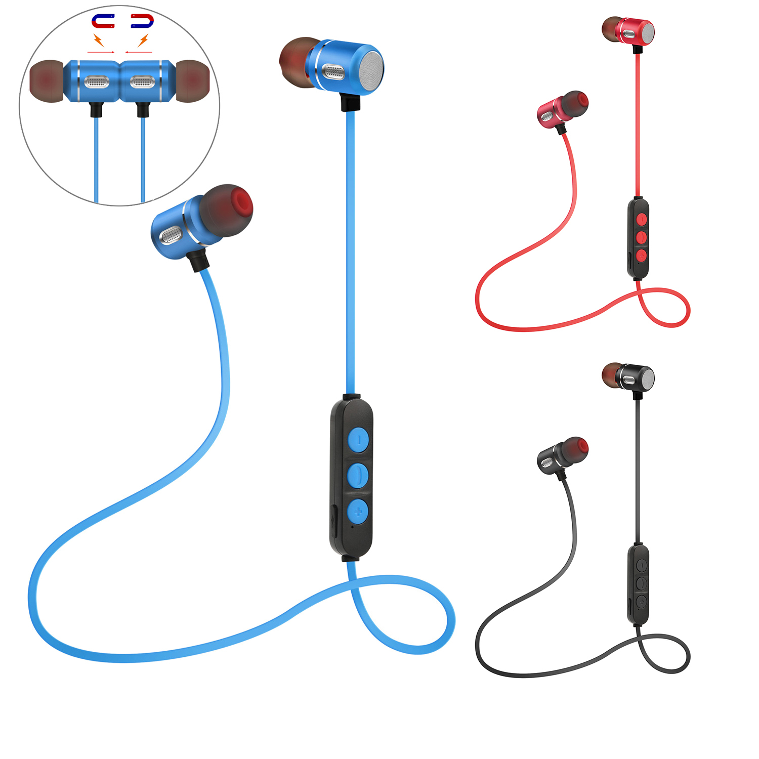 Ax-09 Magnetic Suction Headset - 25x10x10mm, Black Red Blue | Vc 6.0 Noise Reduction, Comfortable Listening Experience, One Year Warranty