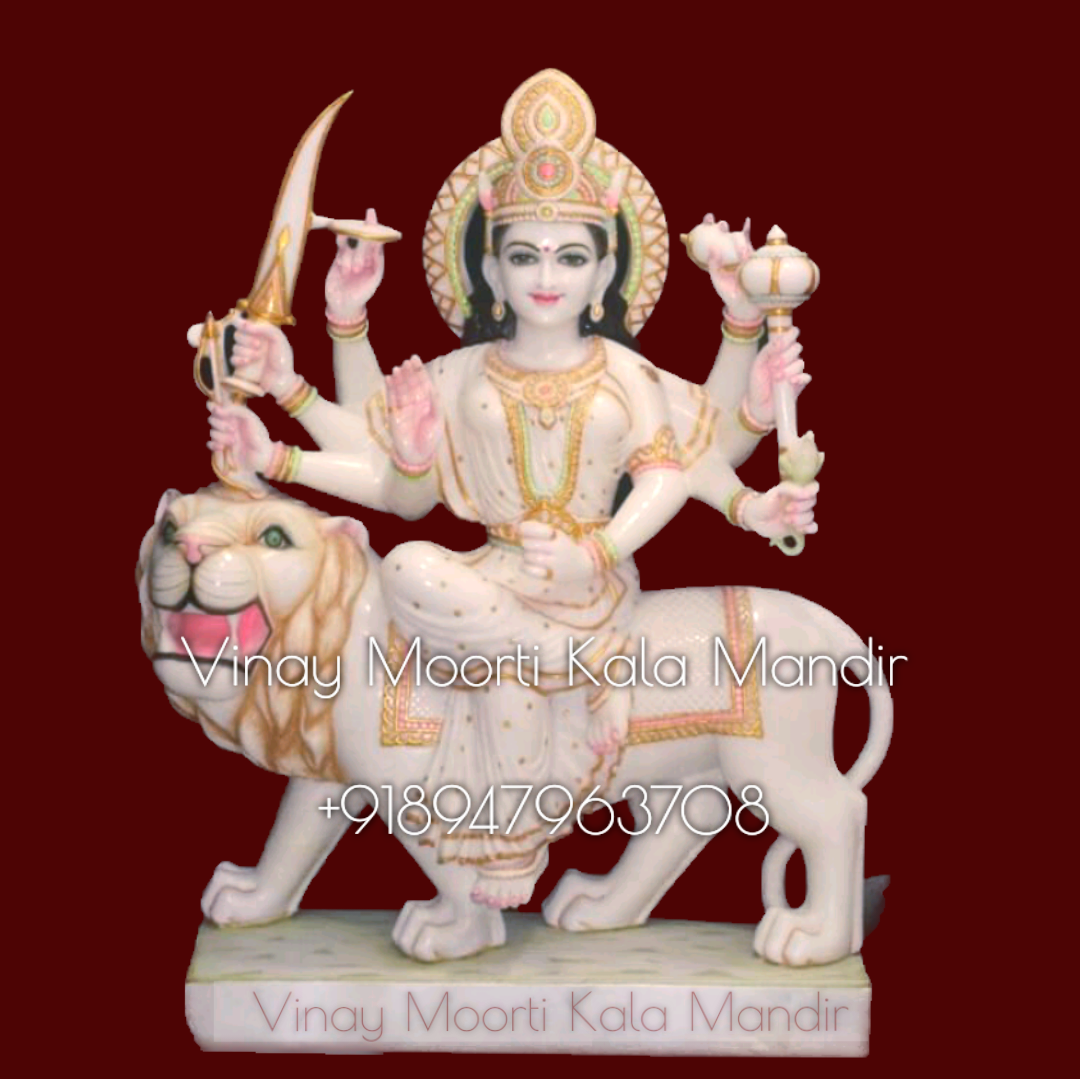 Mata Rani Marble Statue - Makrana Multicolor Handmade Marble With Glossy Finish | Durable, Easy To Clean, Religious Hindu Theme