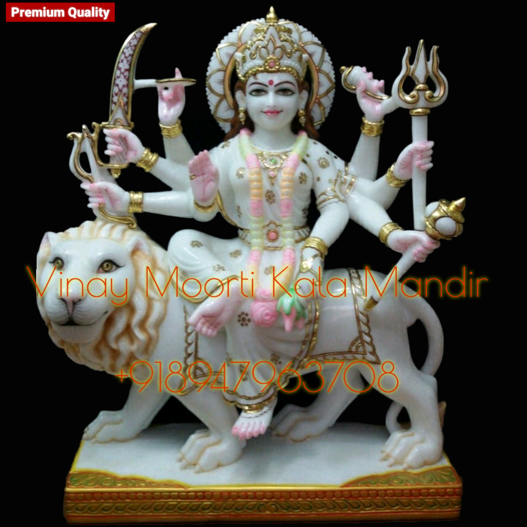 Mata Rani Marble Statue - Makrana Multicolor Handmade Marble With Glossy Finish | Durable, Easy To Clean, Religious Hindu Theme