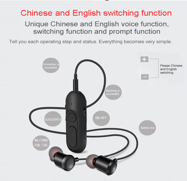 Bluetooth Audio Receiver - 10x8x6cm Red/black/grey With Noise Reduction Dual Microphone Echo Cancellation Long Battery Life