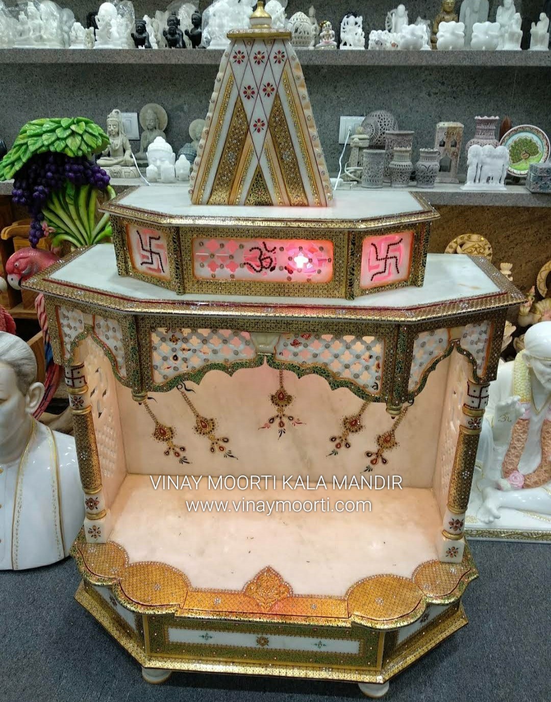 Carving Multicolor Marble Temple