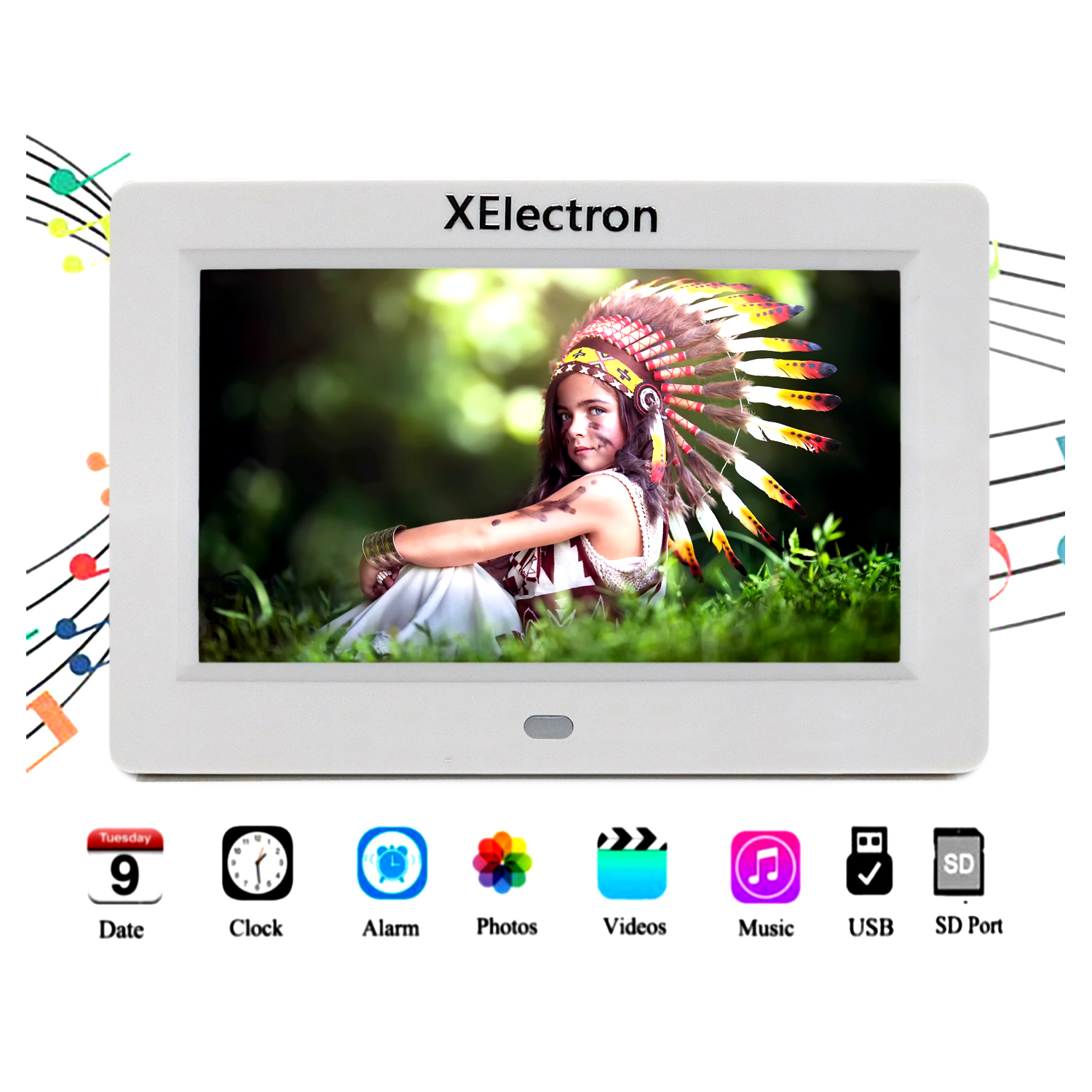 White 7 Inch Ips Display Bis Certified Digital Photo Frame