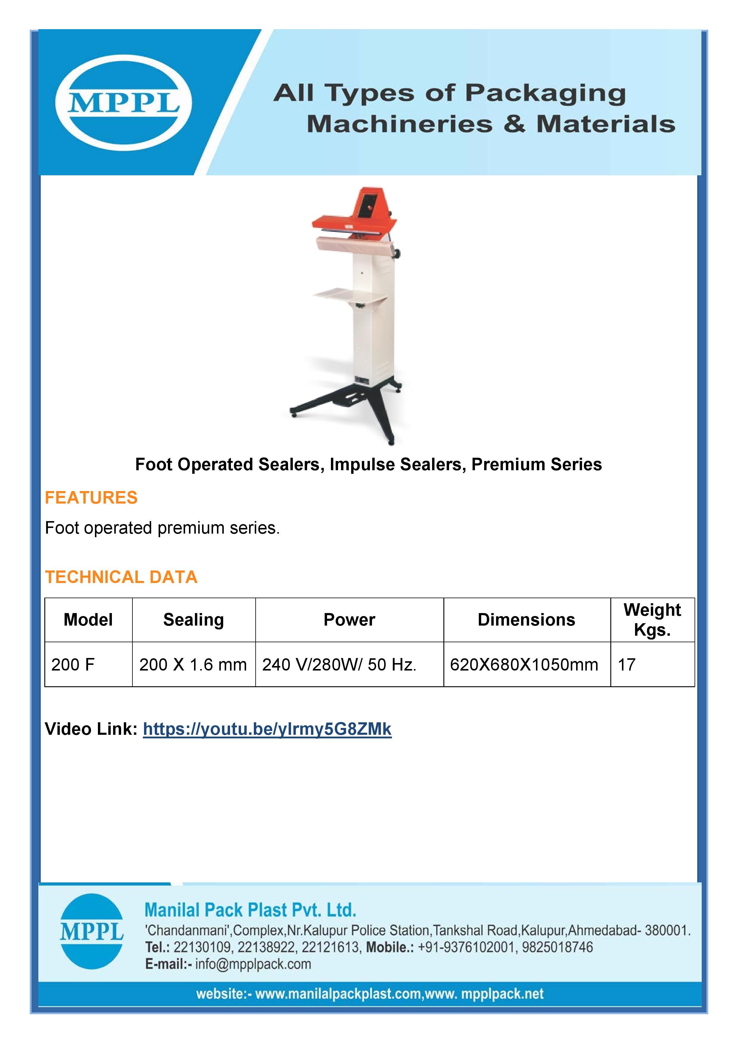 Foot Operated Sealers Premium Series