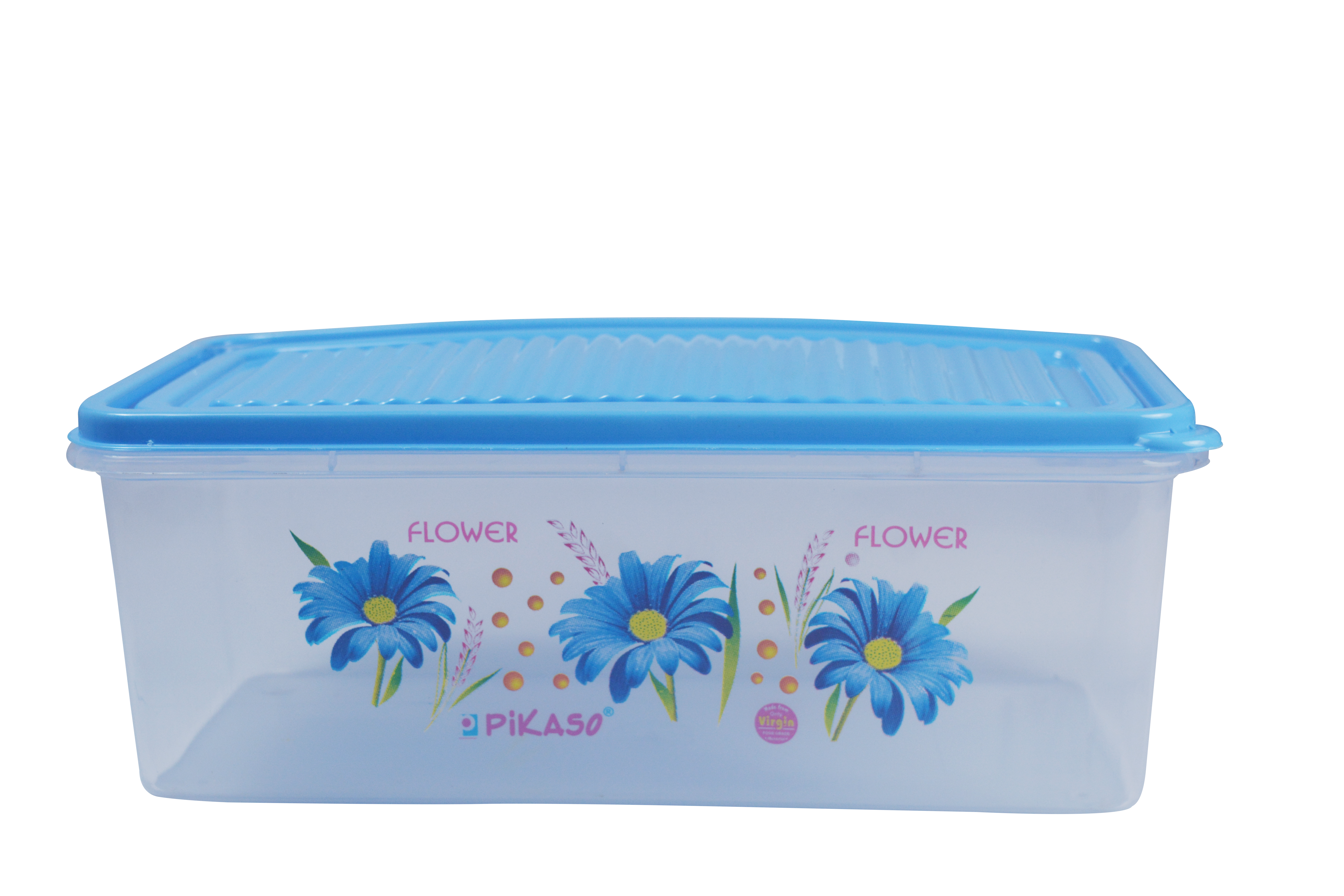 Bread Box Small (Printed) - Polypropylene, 230x130x100mm, Pink & Blue | Eco-friendly, 100% Airtight, Refrigerator & Dishwasher Safe, Transparent Design