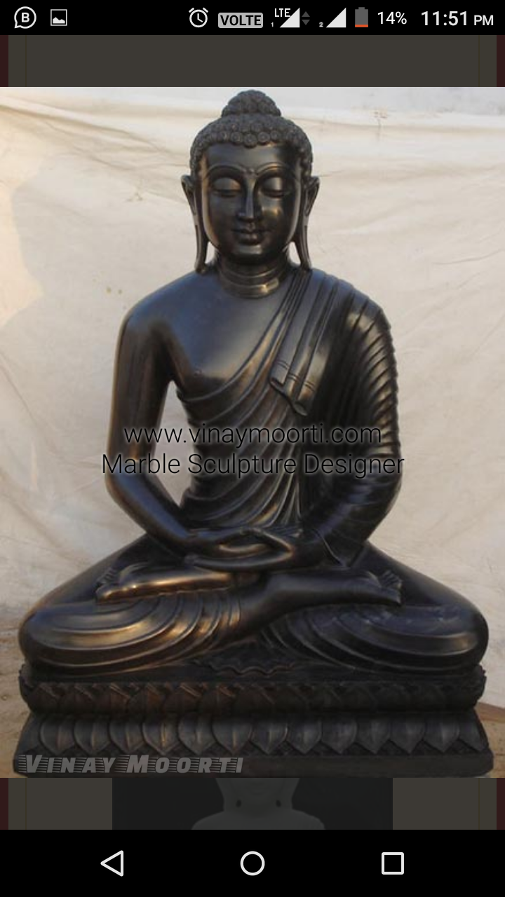 White Black Stone Buddha Statue