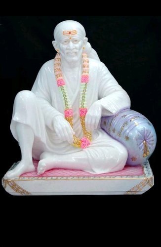 Marble Sai Baba Statue - Handmade Marble Sculpture, Professional Style | Easy To Install, Durable, Eco-Friendly, Water Resistant, Rust Proof, Scratch Resistant, Lightweight, Fireproof Standard, Washable