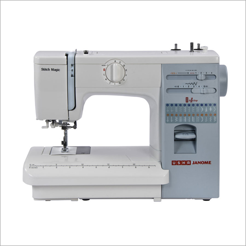 Usha Stitch Magic - 407x175x305 mm, White | Aluminum Die Cast, 860 spm Sewing Speed, 23 Built-In Stitches, Twin Needle Facility, Automatic Needle Threading, One-Step Button Hole