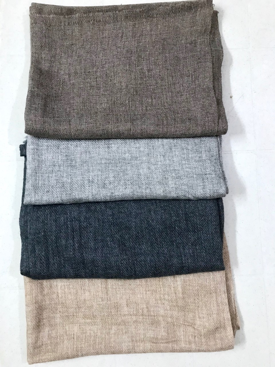 Machine Made Natural Tone Cashmere Scarf In Twill And Plain Weaves