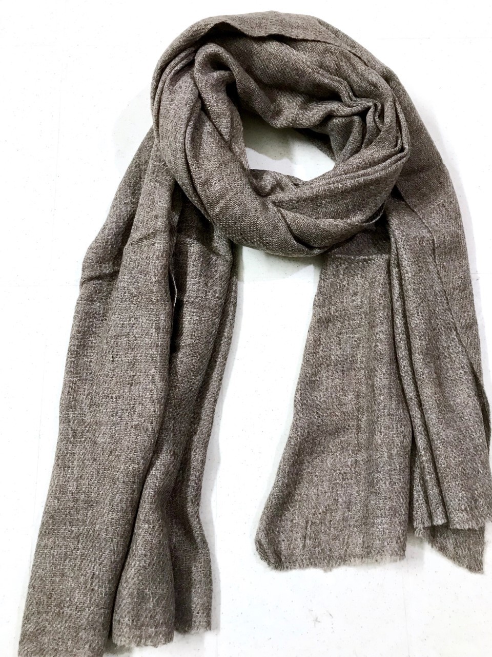 Machine Made Natural Tone Cashmere Scarf In Twill And Plain Weaves