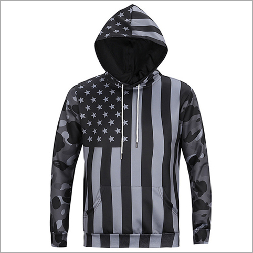Mens Full Sleeve Hoodie Sweatshirts - Cotton, Size S-XXL, Black-White | Quick Dry, Washable, Printed, Long Sleeves, No Fade, Dry Cleanable