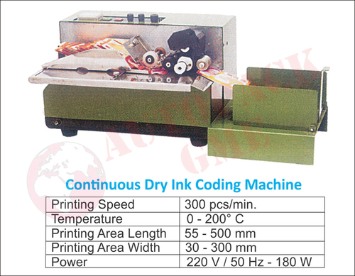 Dry Ink Coding Machine - Stainless Steel, 55-500mm x 30-300mm Printing Area | Semi-Automatic, 300 pcs/min, Durable & Rust Proof