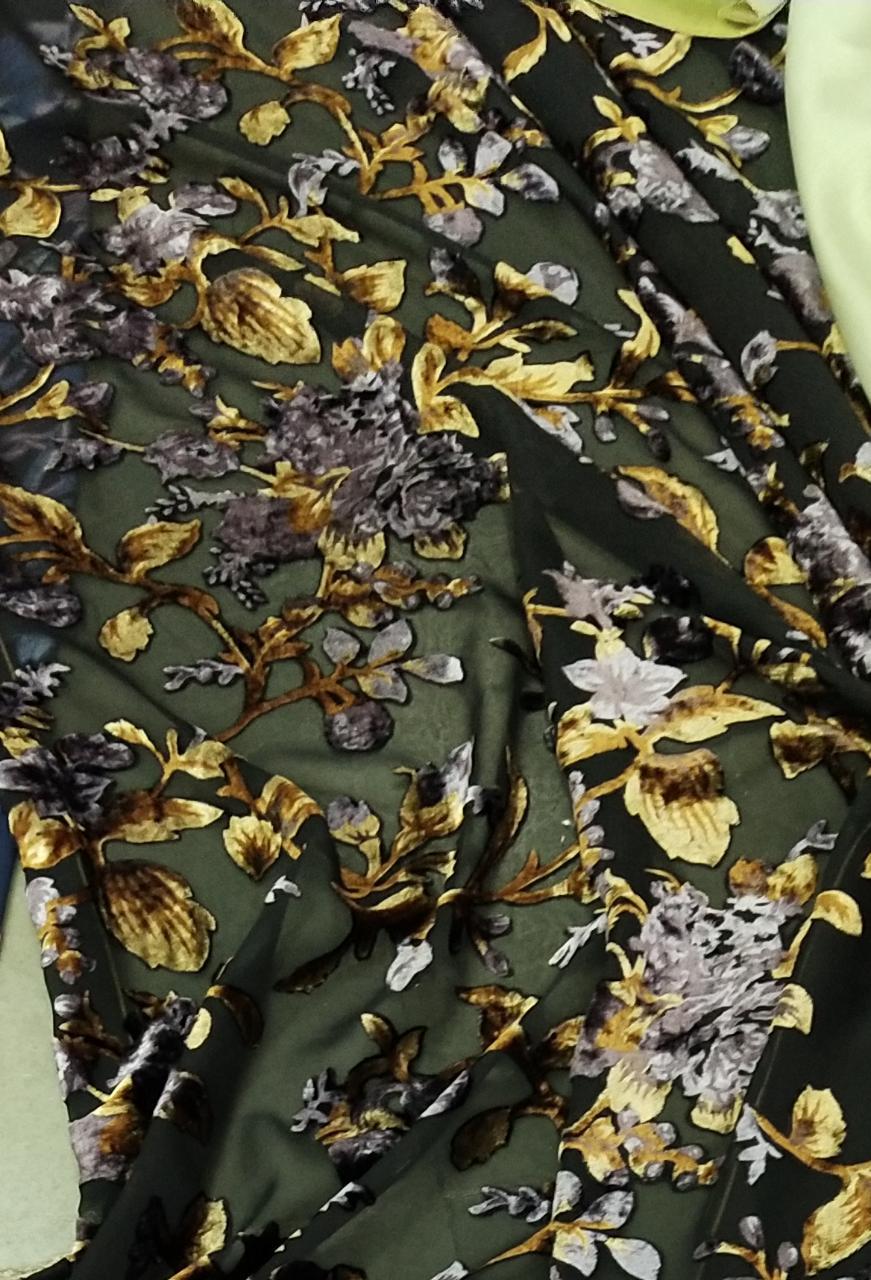 Flower Design Devore Burnout Velvet Fabric - Woven Polyester Viscose Velvet, 46-56 Inch Width | Fast Colors, Light Texture, Printed Pattern, Smooth Finish