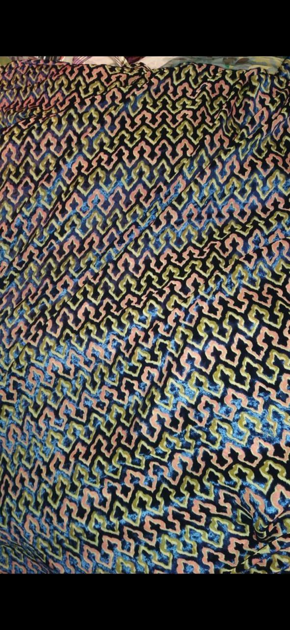 Flower Design Devore Burnout Velvet Fabric - Woven Polyester Viscose Velvet, 46-56 Inch Width | Fast Colors, Light Texture, Printed Pattern, Smooth Finish