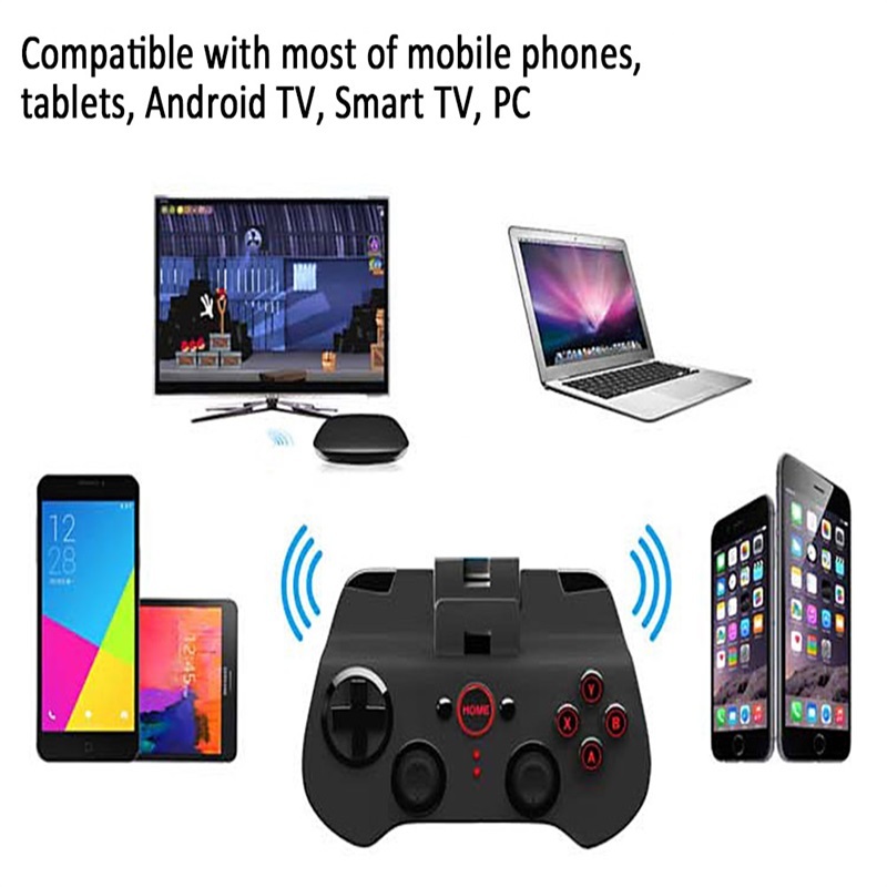 Wireless Gamepad - Plastic And Metal, 12.30x7.00x2.30 Cm | Bluetooth 3.0 Wireless Transmission, 20 Hours Playtime, Telescopic Phone Stand, Compatible With Android And Ios