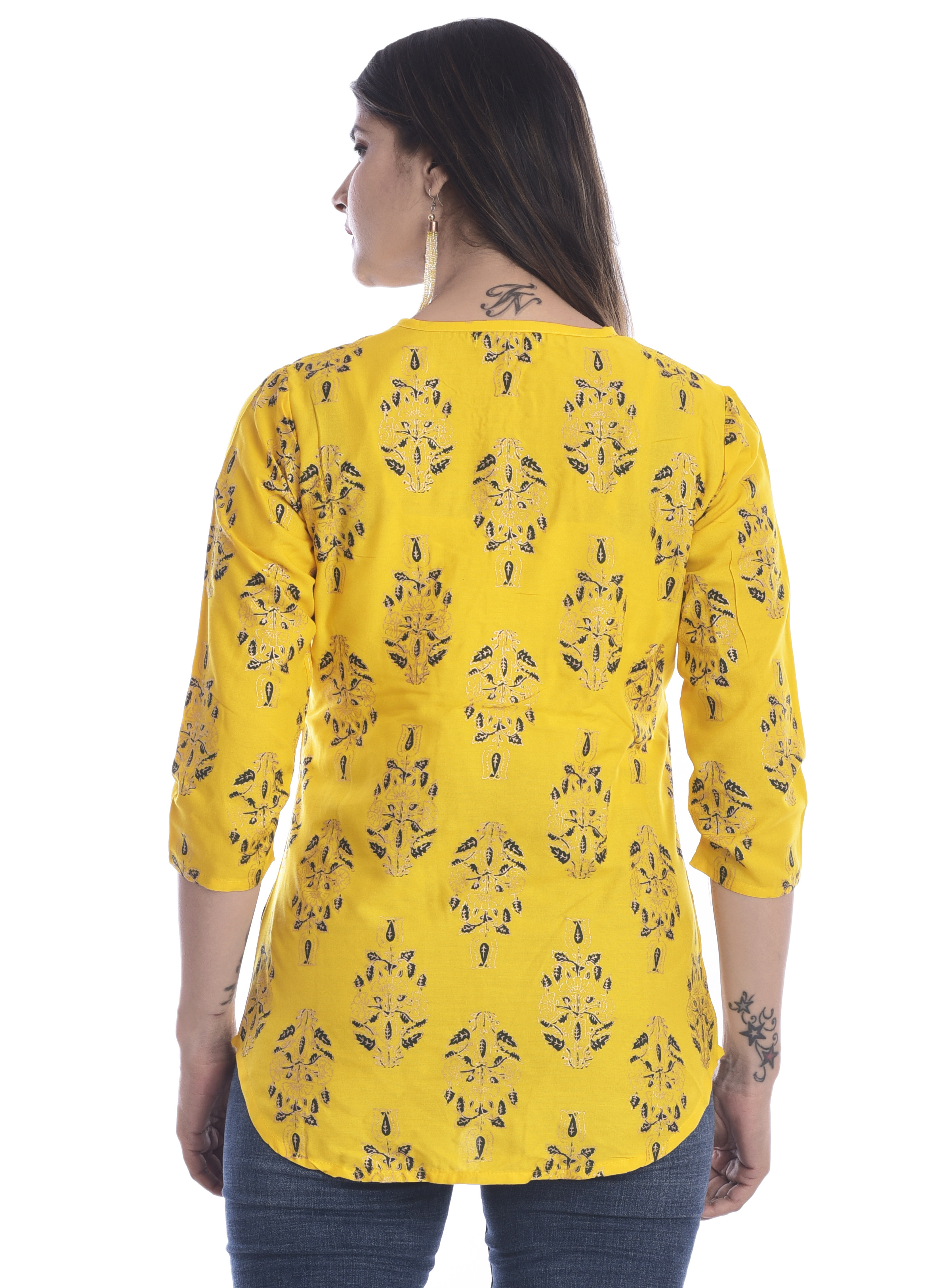 Yellow Ladies Top & Pencil Pant