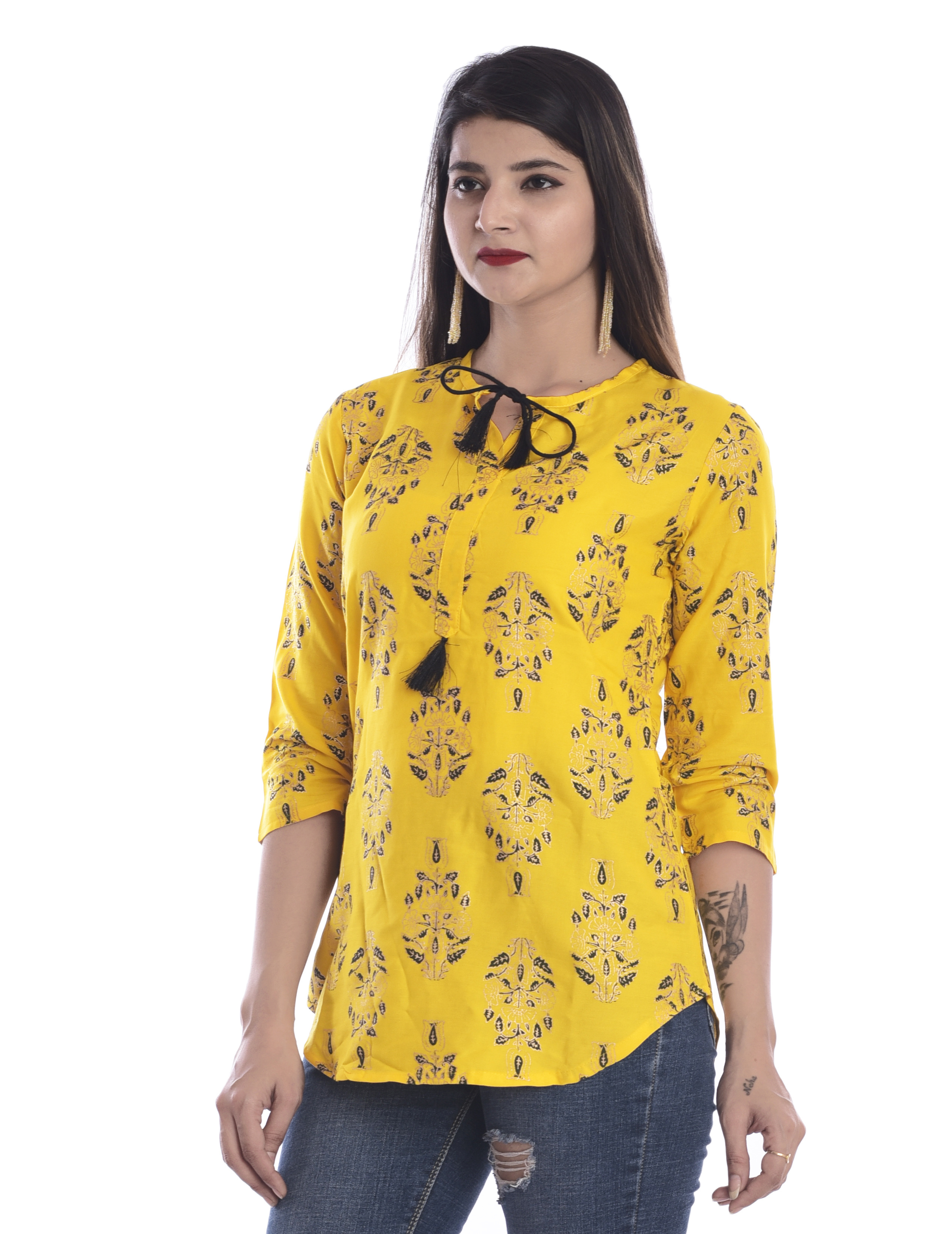 Yellow Ladies Top & Pencil Pant