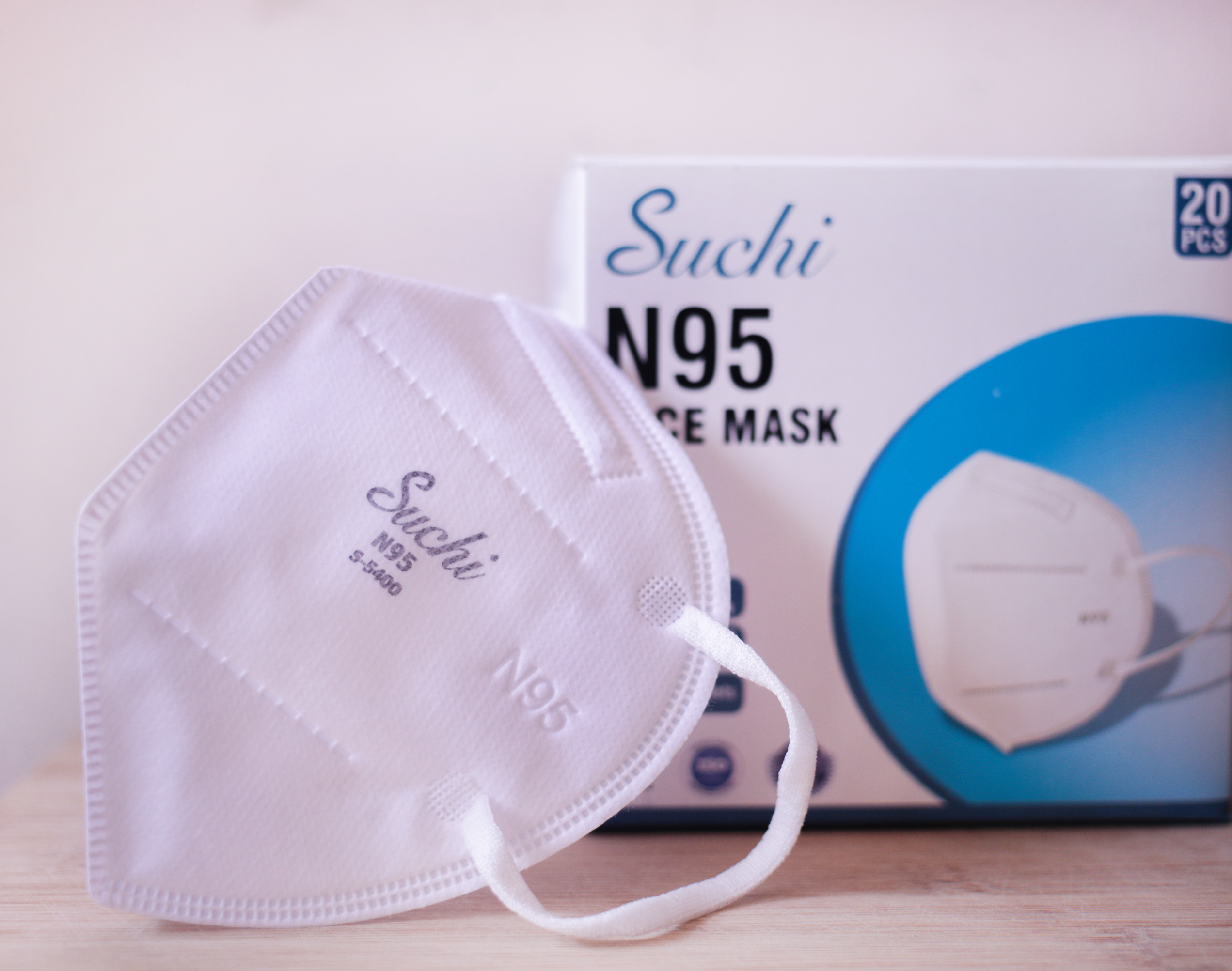 N-95 Respirator Mask - 5 Layers Of Non-woven And Melt-blown Fabrics | 95% Filtration Efficiency, Breathable, Latex-free, Unisex, White Color