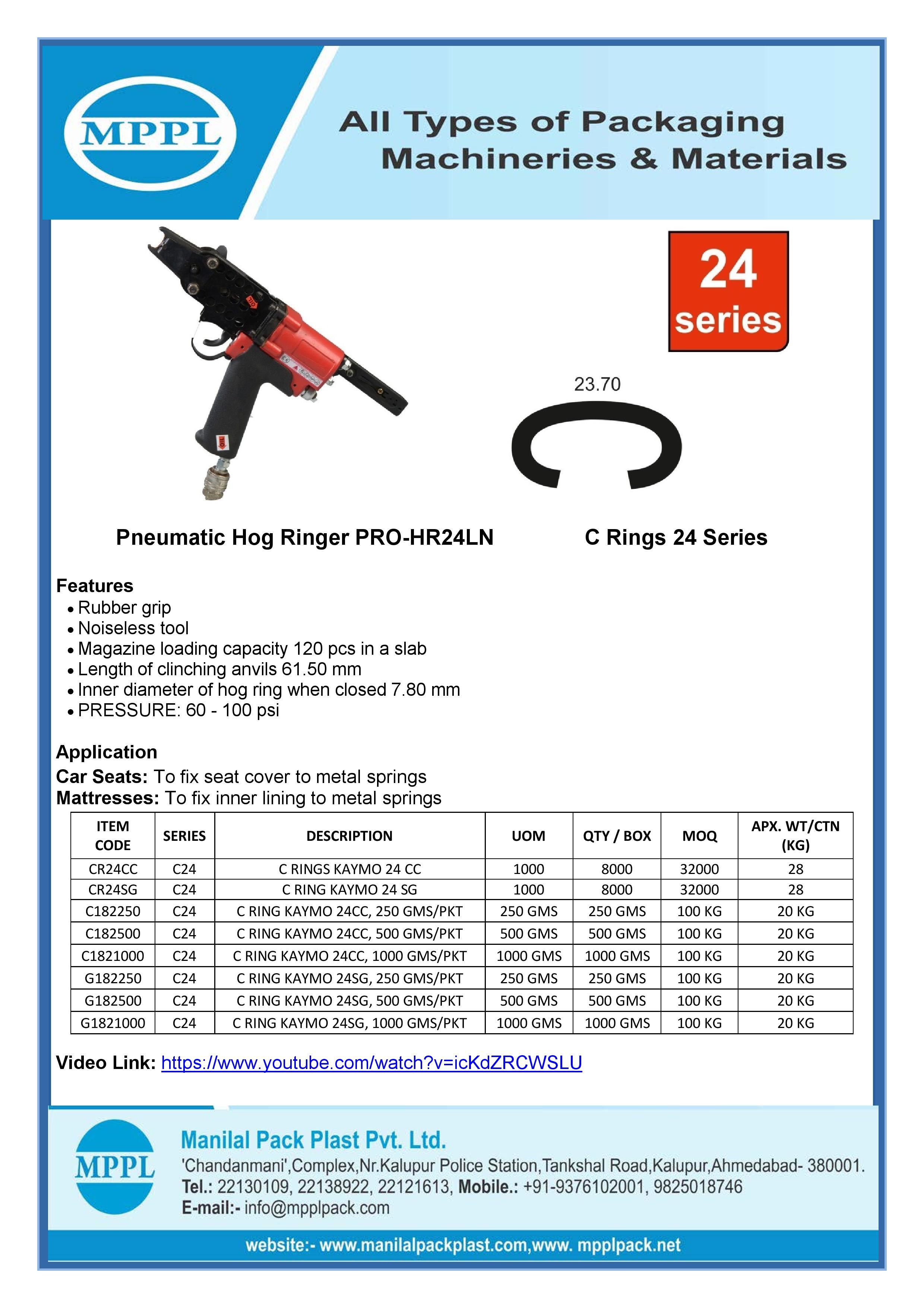 Pneumatic Hog Ringer Pro-hr24ln - Durable Steel Material, Compact Size Design | Enhanced User Ergonomics, Efficient Operation
