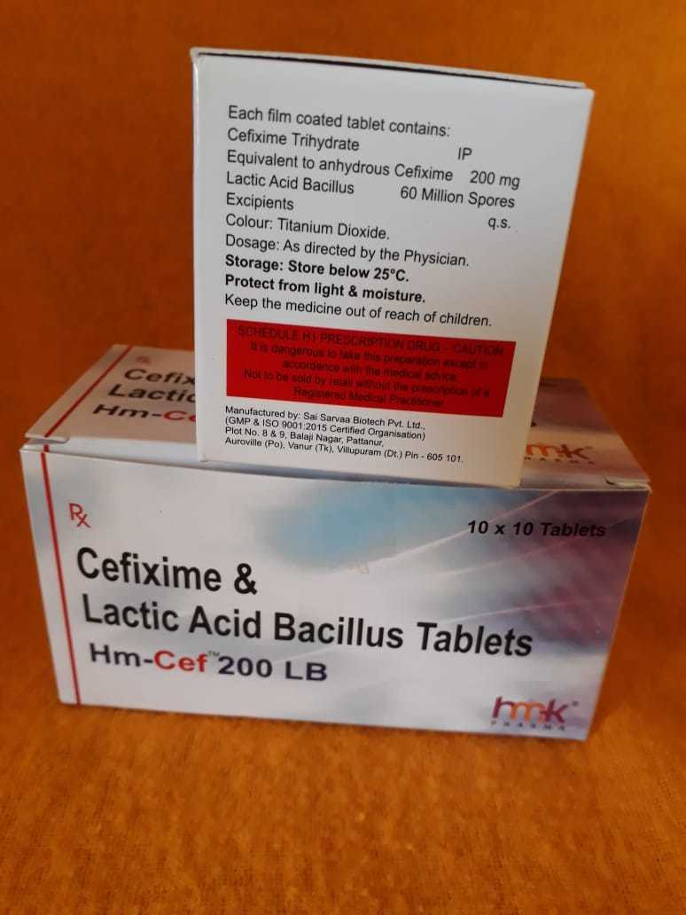 Cefixime & Lactic Acid Bacillus Tablets - Antibiotic Treatment For Bacterial Infections | Recommended For Bronchitis, Gonorrhea, Ear And Throat Infections, 1 Time Dosage