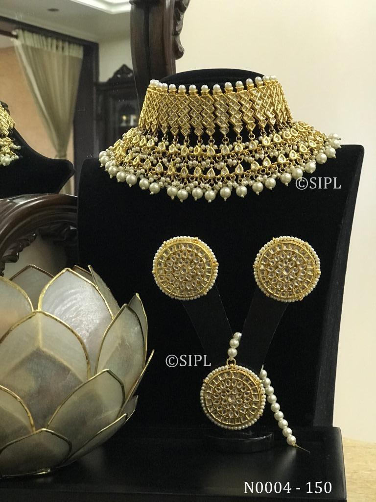 Kundan Meenakari Necklace Set - Handmade Brass With 1 Micron Gold Plating | Unique Color Stones, Imitation Pearls, Elegant Stud Earrings, Perfect For Weddings And Anniversaries