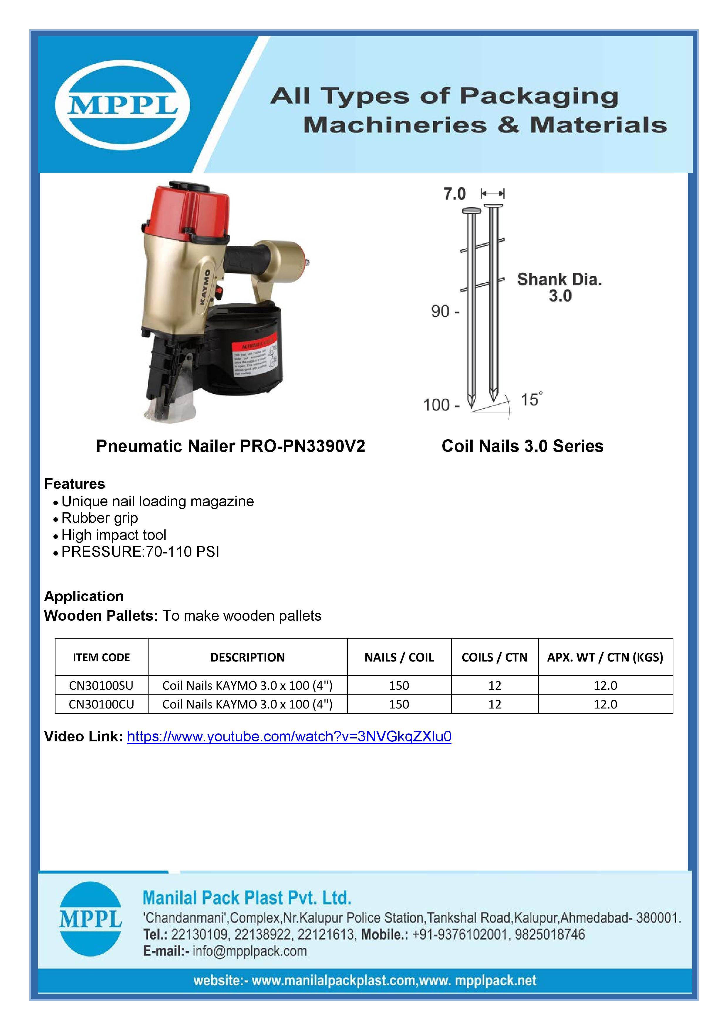 Pneumatic Nailer Pro-pn3390v2