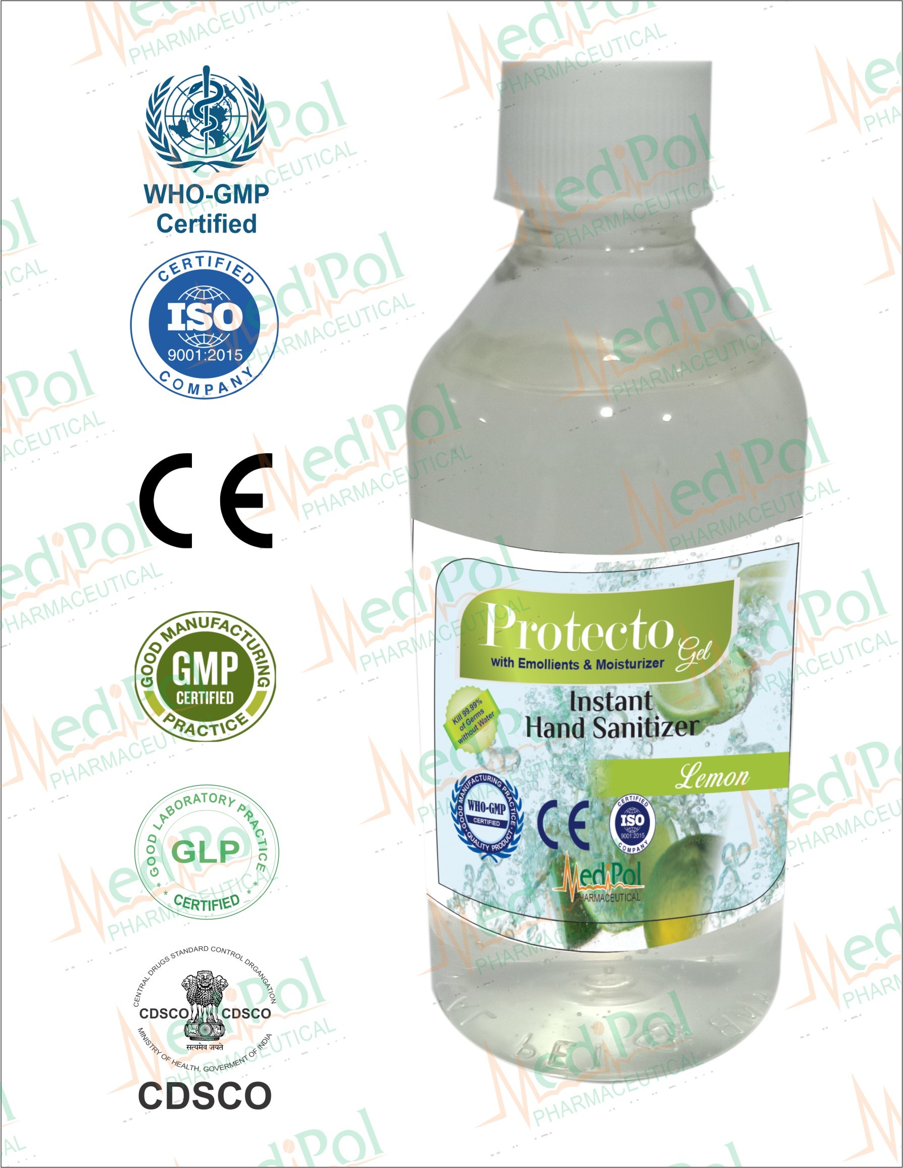 200 Ml Protecto Gel Instant Hand Sanitizer - Gel Base Formula, 70% Isopropyl Alcohol, Blue Color, 24 Months Shelf Life | Kills 99.9% Germs, Suitable For All Ages
