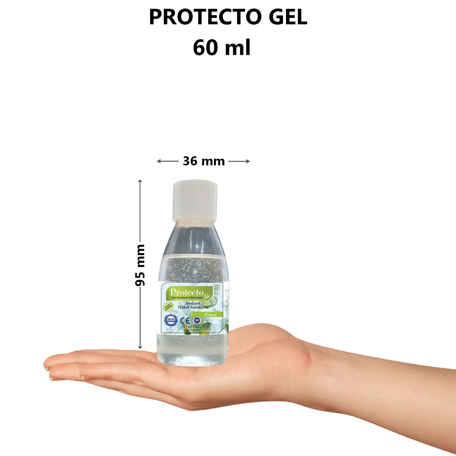 60 Ml Protecto Gel Instant Hand Sanitizer - Iso Propyl Alcohol I.p. 70% V/v, Blue Color, 60ml, For All Ages, External Use, Fast Acting Against Germs