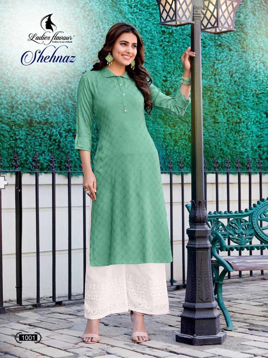Shehnaz Rayon Dobby Shifali Work Kurti Set - Size M(38) To 3xl(46) | Washable, Plain Pattern, Suitable For All Seasons, Ideal For Formal Wear