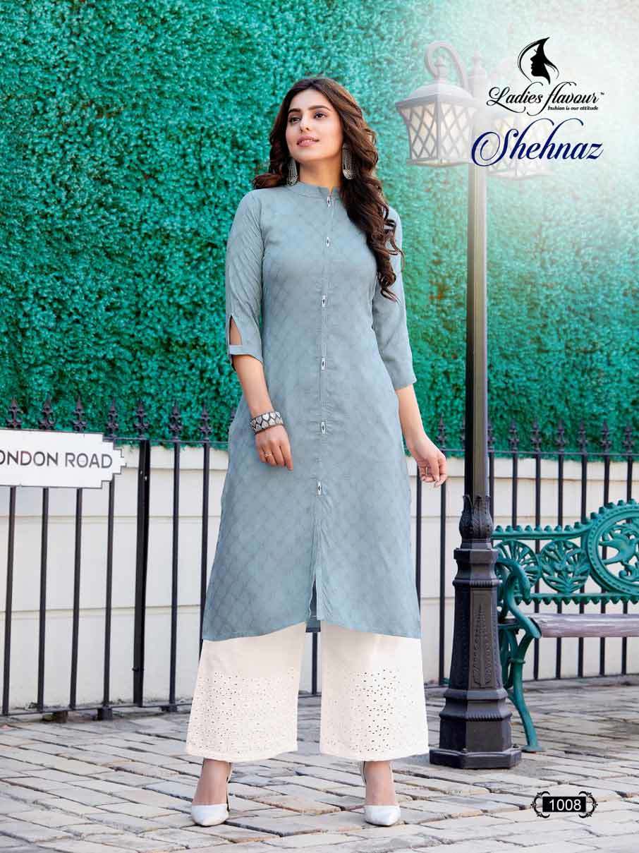 Shehnaz Rayon Dobby Shifali Work Kurti Set - Size M(38) To 3xl(46) | Washable, Plain Pattern, Suitable For All Seasons, Ideal For Formal Wear