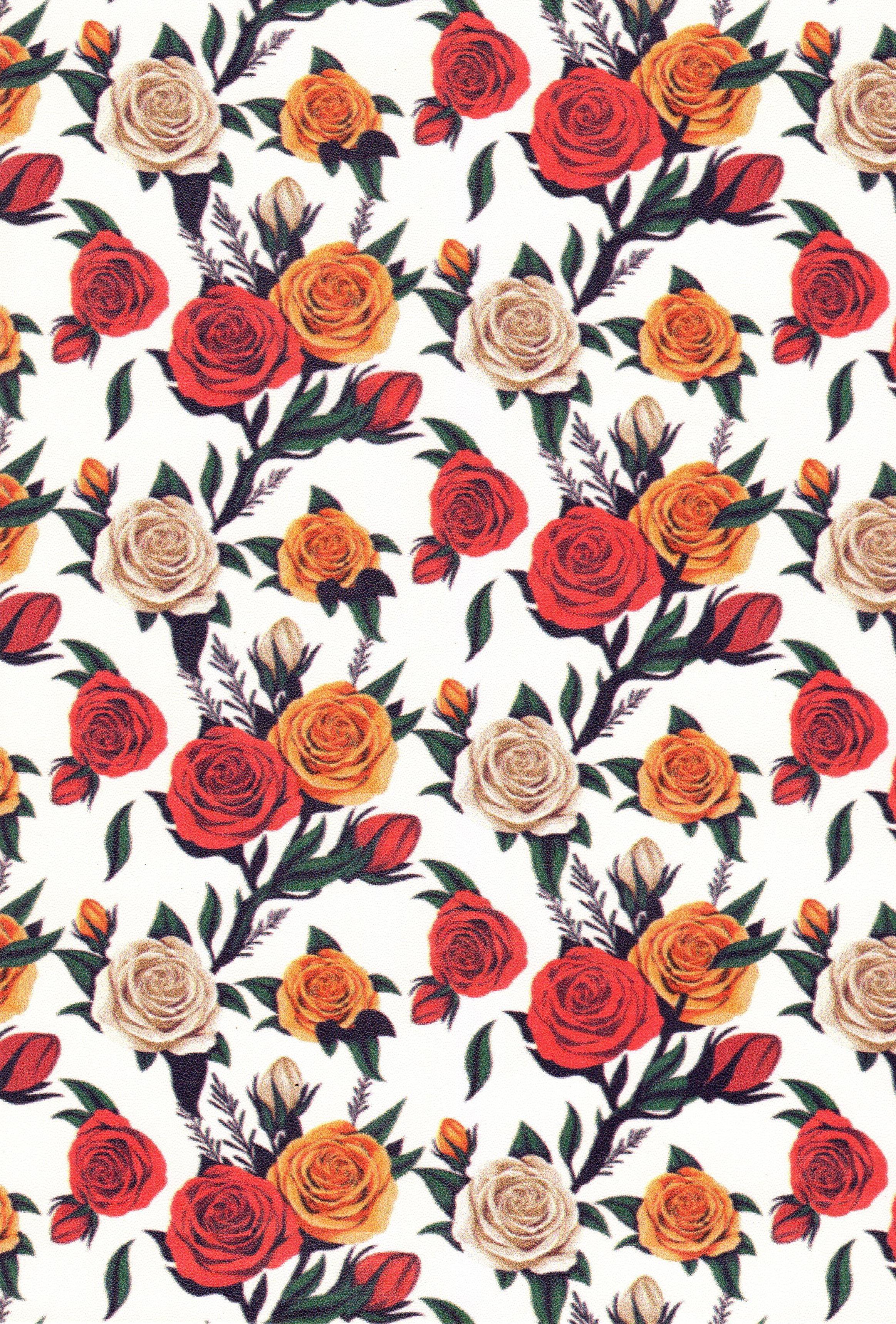 Floral 2 Small Artificial Leather - Multi-color Versatile Style | High Durability, Customizable Size And Thickness, Ideal For Purses And Accessories