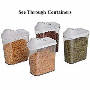 Clear 750 Ml Easy Flow Plastic Kitchen Storage Jars & Container Set, Transparent Set Of 12