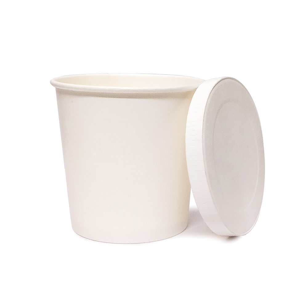 Primaxx Paper Container With Lid (White, 750 Ml) Application: Office & Hotel
