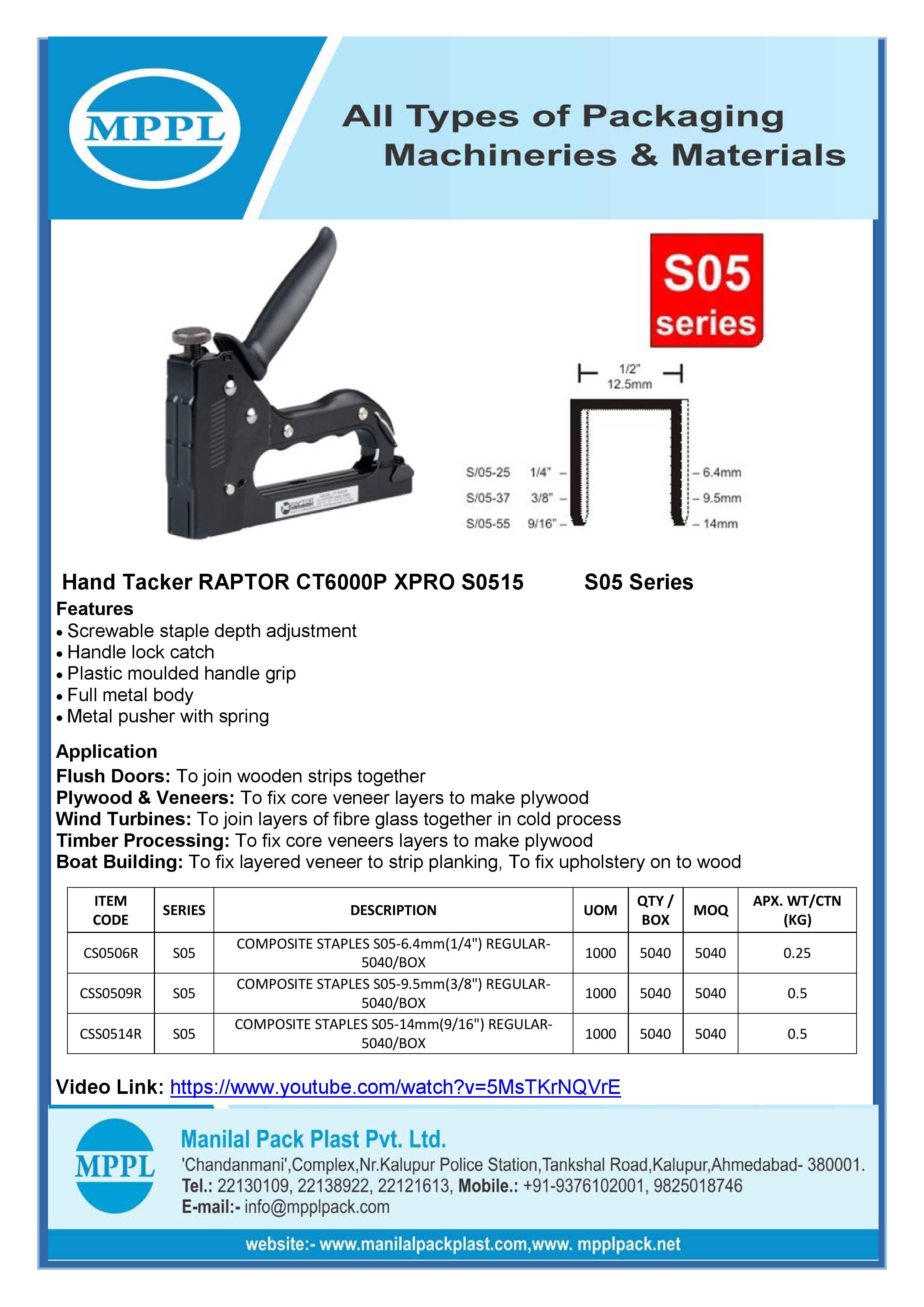 Hand Tacker Raptor Ct6000p Xpro-hts0515