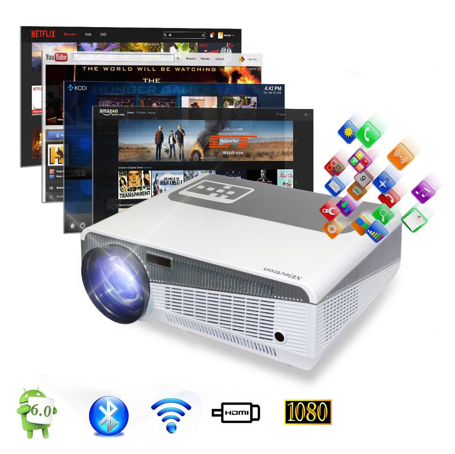 Sm86+w Android Smart Wi-fi Hd Led Projector Brightness: 5700 Lumens Lumens