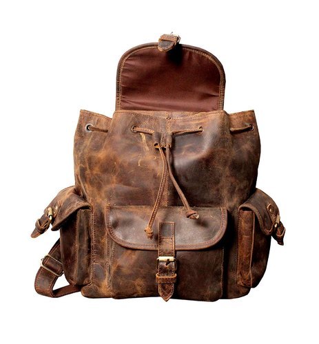 Brown Buffalo Leather Backpack Bag
