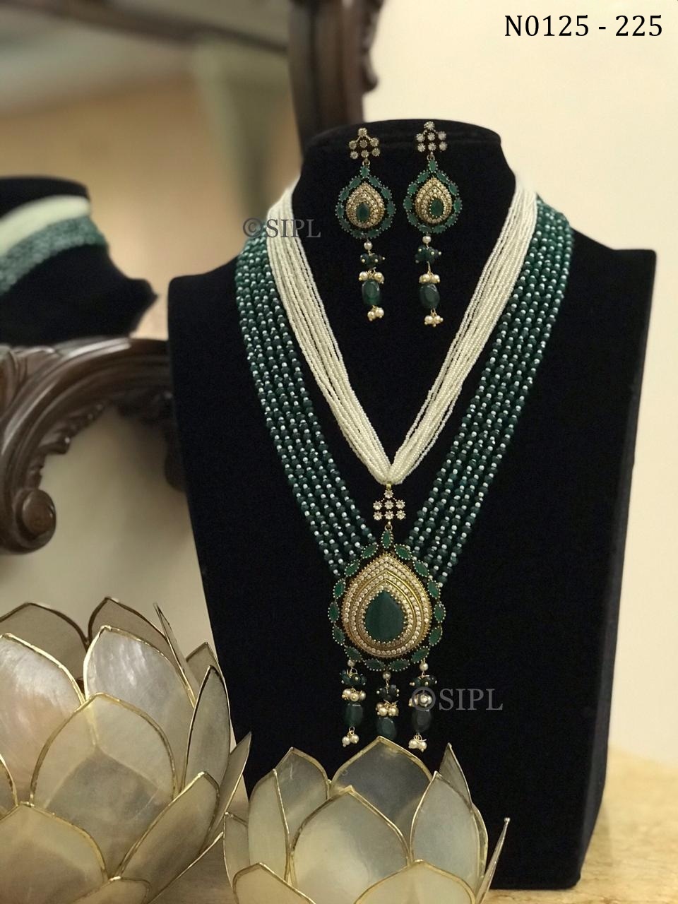 Attractive Design American Diamond Necklace Set - Earrings Type: Drop Earrings