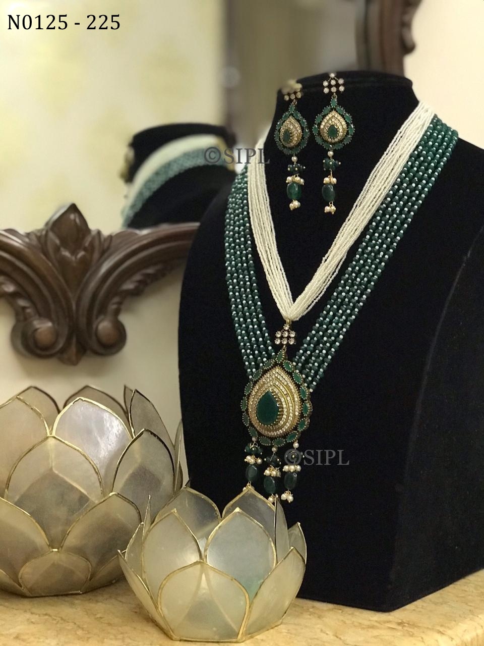 Attractive Design American Diamond Necklace Set - Earrings Type: Drop Earrings