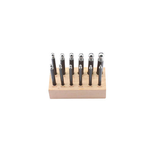 Silver 12 Dapping Punch Set W/Stand
