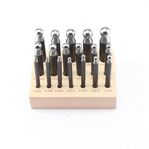 Silver 18 Dapping Punch Set W/Stand
