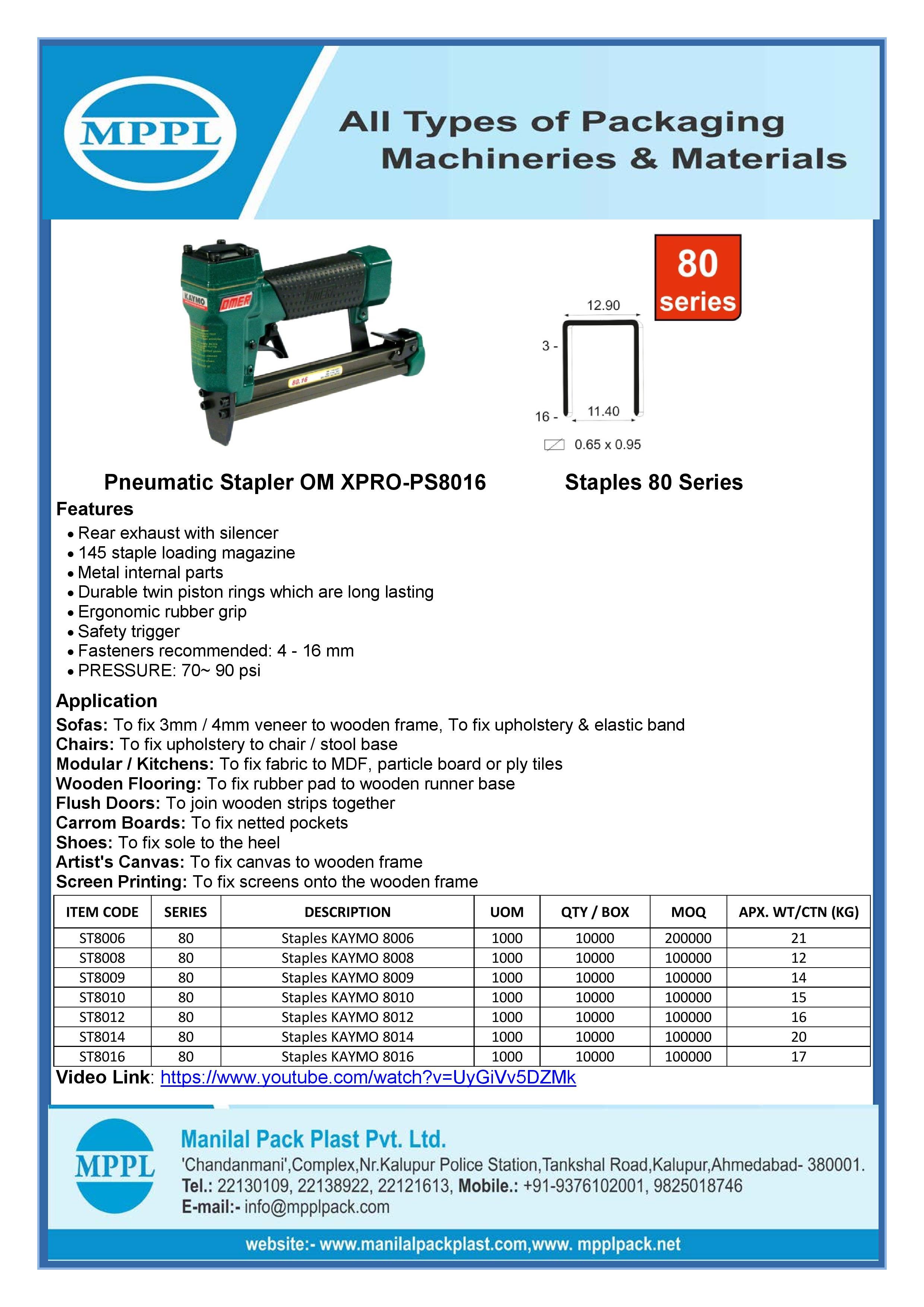 Pneumatic Stapler Om Xpro-ps8016